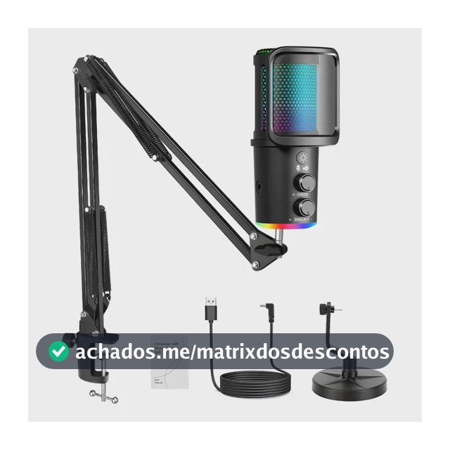 Microfone Gamer Profissional Cardioid Com Braço Articulado Preto