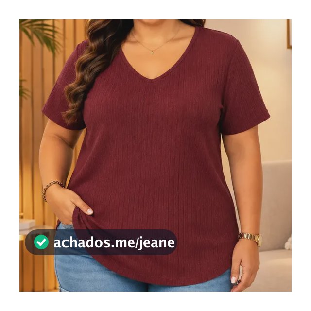 Blusa Plus Size Gola V Que Não Fica Transparente Canelada