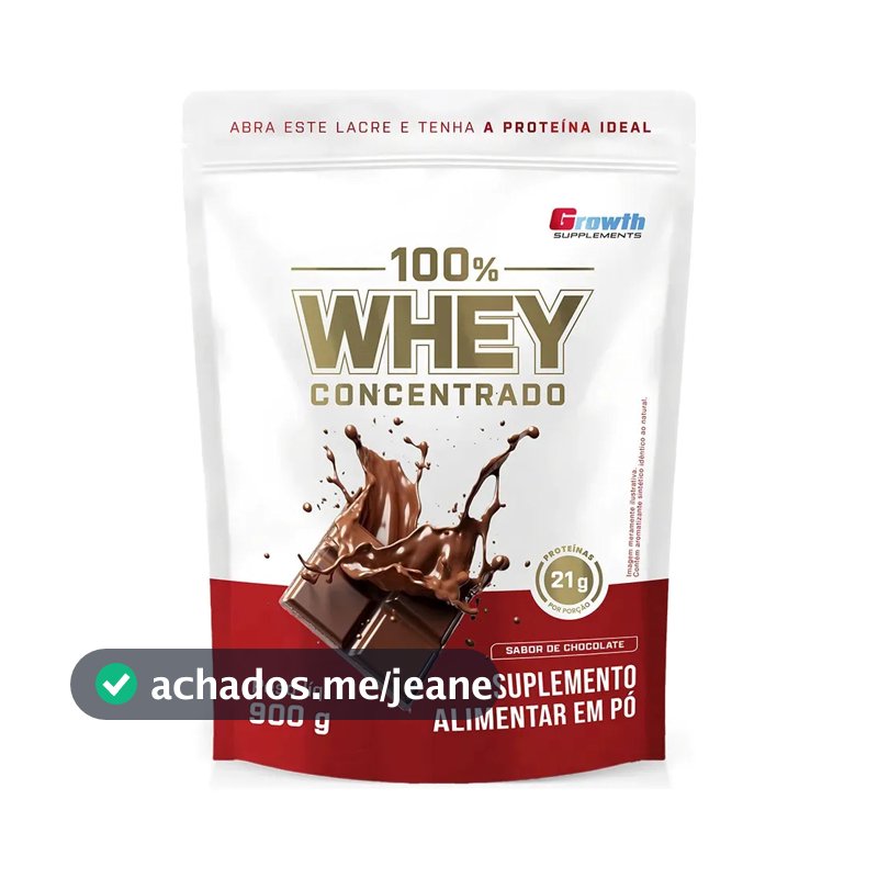 Whey protein Growth Supplements 100% Concentrado 900g em pó sabor Chocolate x 900g