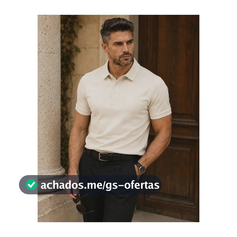 Camisa Polo Masculina Piquet Slim Manga Curta Off White Gg