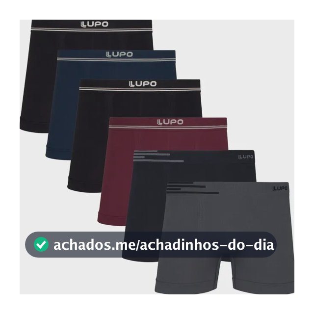 Kit 6 Cuecas Lupo Boxer Box Sem Costura Basic Microfibra