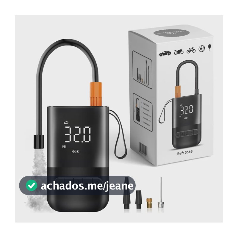 Compressor de Ar Digital Portátil Blackone 4000mAh Bivolt para Carro e Moto