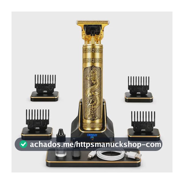 Maquina Maquininha Dragao Acabamento Cortar Cabelo Aparador Barba Pelos Elétrica Sem Fio Recarregavel - Crowley