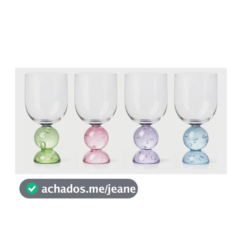 Kit Com 4 Taças De Vidro Verde, Rosa, Violeta E Azul 380ml