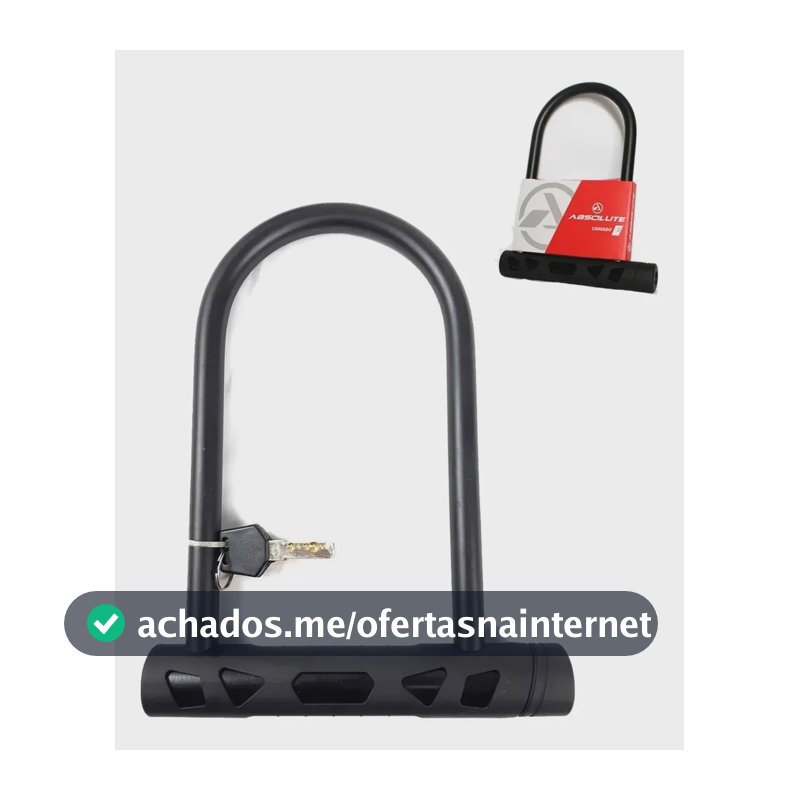Cadeado Bicicleta Absolute U-Lock Aço Carbono Preto 180x245mm