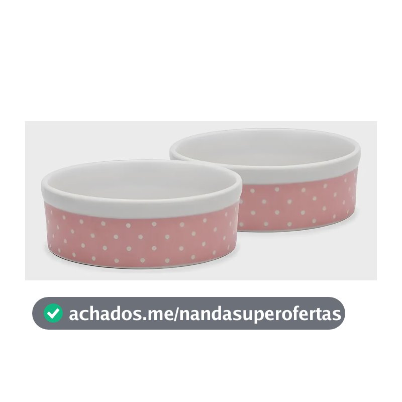 2 Comedouro E Bebedouro Caes E Gatos 610ml Porcelana Raçao Rosa
