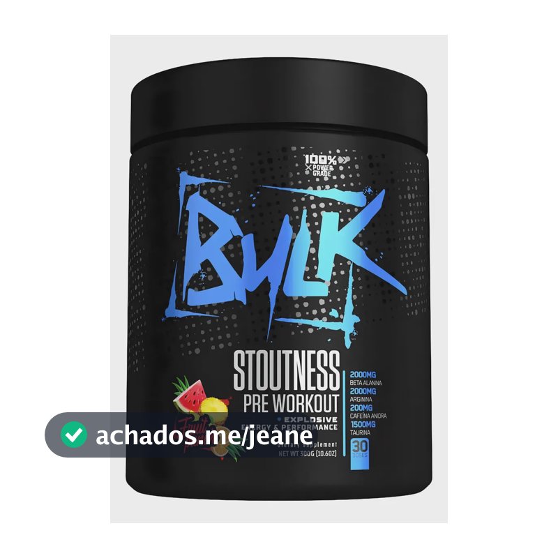 Pré Treino Stoutness Bulk Nutrition 300g Sabor Frutas Vermelhas