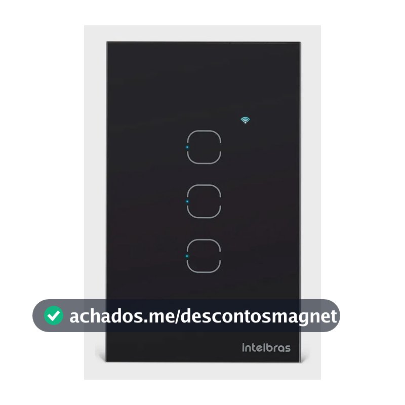 Interruptor Inteligente Touch WI-FI 3 Teclas Eiw 1003 Preto Intelbras