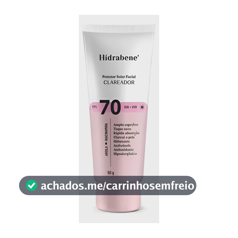 Hidrabene Protetor Solar Facial Clareador Fps 70 50g
