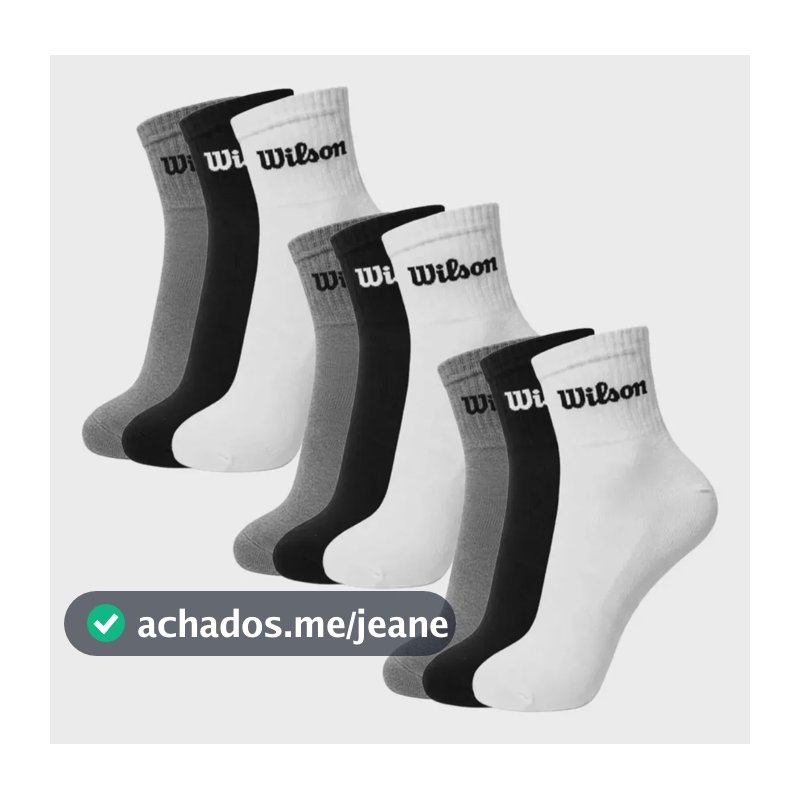 Kit 9 Pares Meia Wilson Cano Curto Algodão Canelada Unissex Sortidas Liso 39-44