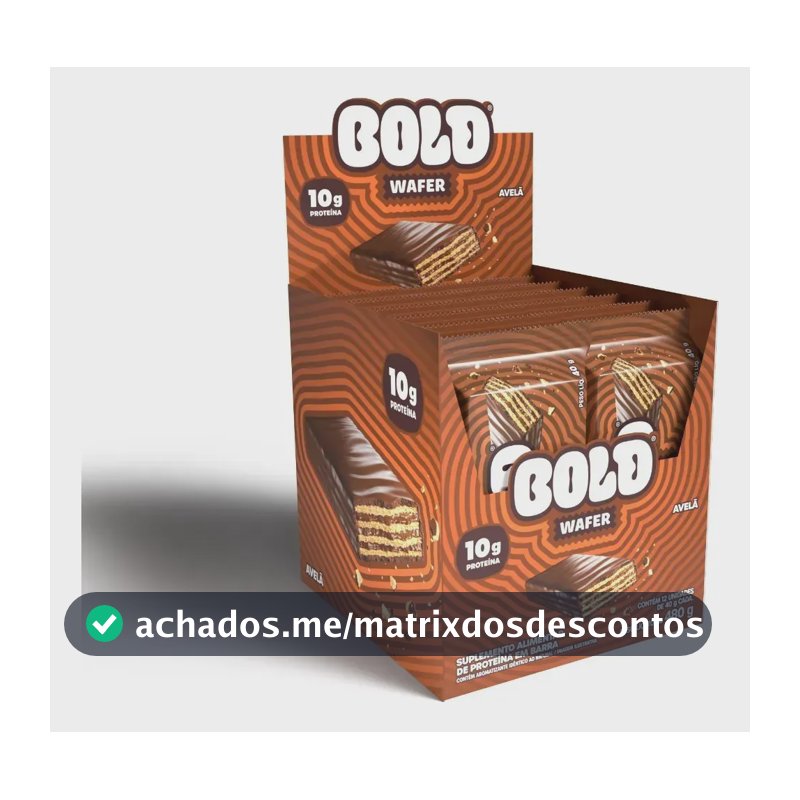 BOLD Wafer Sabor Avelã 10g de Proteína 40g 12 un.