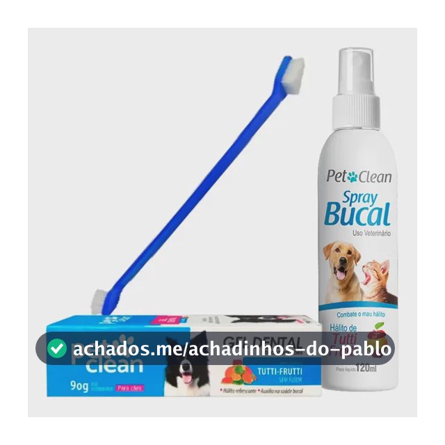 Kit Pasta De Dente Pet + Spray Bucal + Escova Dental Dupla