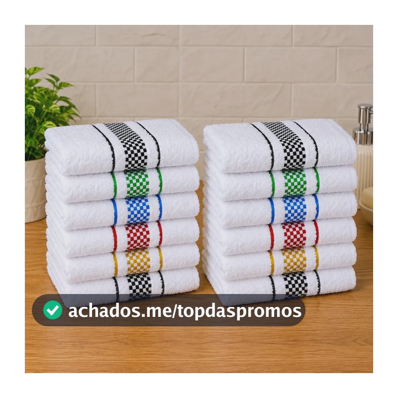 Kit 12 Panos De Prato Cozinha Premium Felpudo Alta Absorção Multicolorido