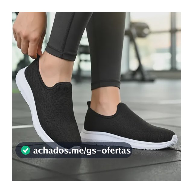 Tênis Feminino Meia S/ Cadarço Slip On Fácil Calçar Academia Preto 38,0 Br