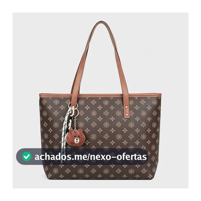 Bolsa Tote Feminina Grande Couro Pu Luxo Monograma Urso