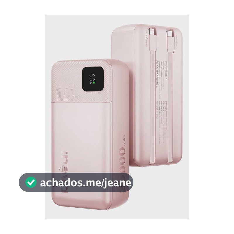 Carregador Portátil Power Bank Turbo Inova 30000mah Pd 22.5w Rosa