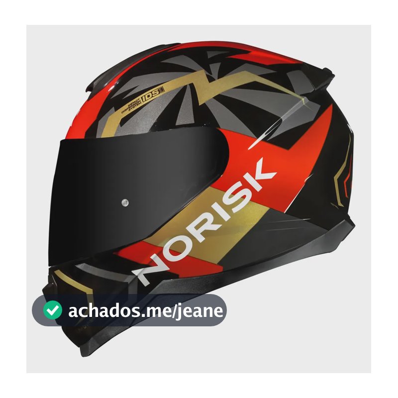 Capacete Moto Norisk Razor Godspeed Vermelho/dourado Godspeed Brilhante 57/58