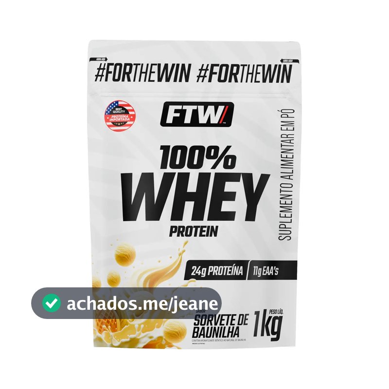 Whey Protein 100% Refil 1kg Sabor Sorvete De Baunilha - FTW