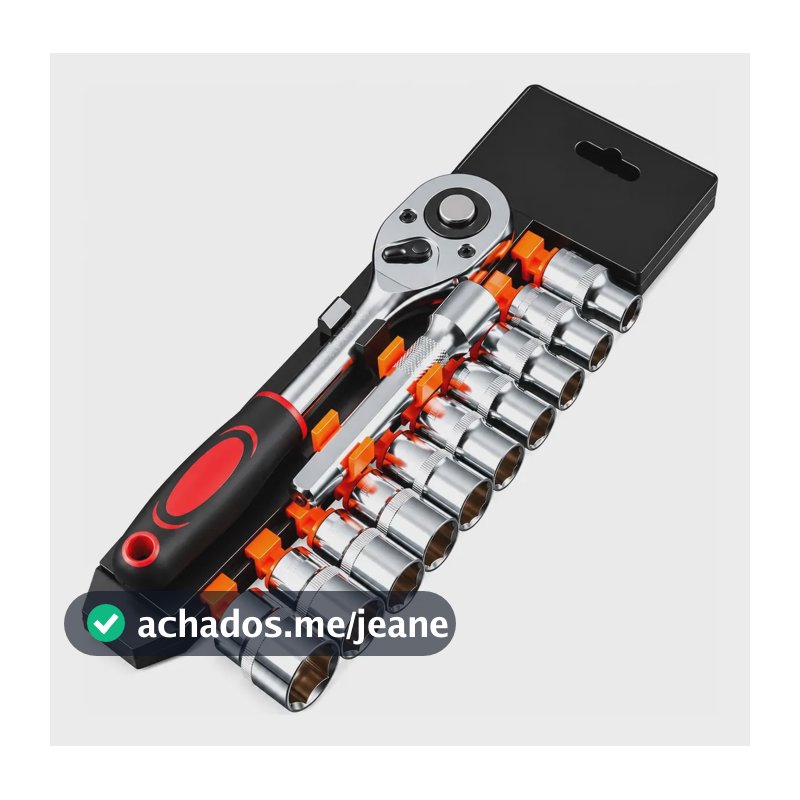 Kit Chave Catraca 1/4 Soquetes Sextavados 12 Peças Prateado