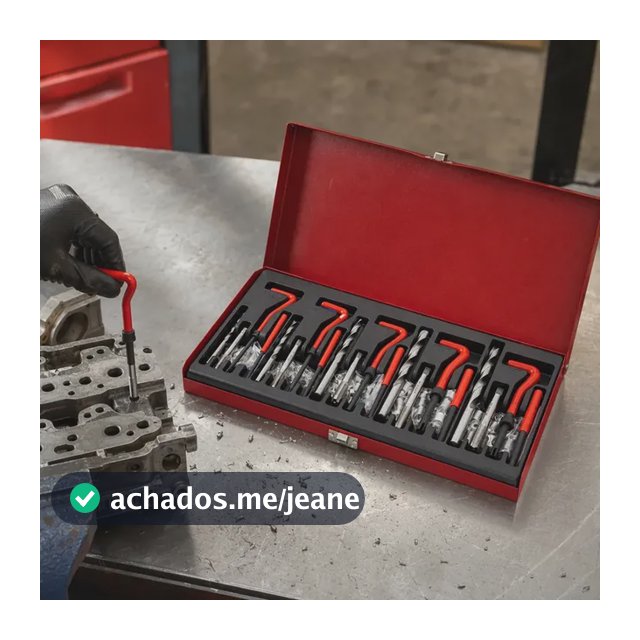 Kit de Ferramentas Completo Jogo Reparo Rosca Postiça Helicoil M5‑M12 Chave Catraca Estojo Armazenamento Reparo Manual Liga de Aço