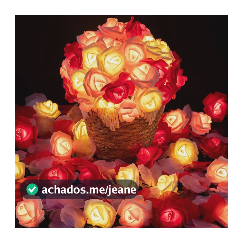 Cordão de Rosas Artificiais Com 6m 40 Luzes LED Para Decoração para Natal e Festa