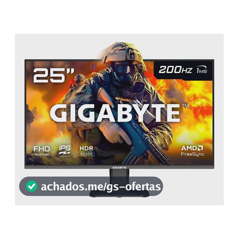 Monitor Gamer Gigabyte 25 Fhd 200hz 1ms Ips Vrr Freesync
