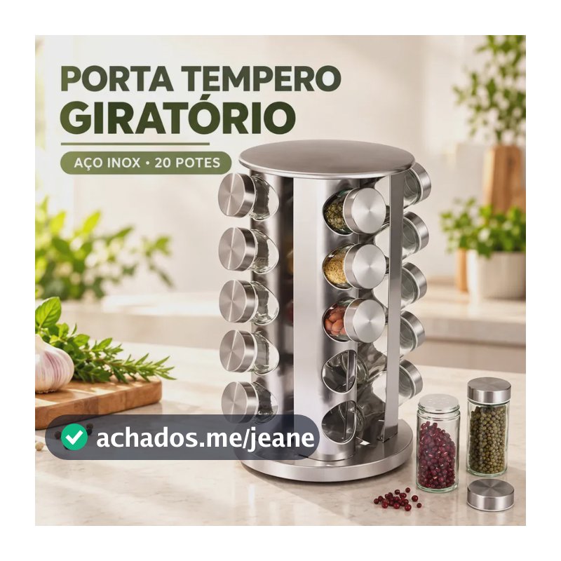 Porta-tempero Giratório Quick Aço Inox 20 potes Cozinha