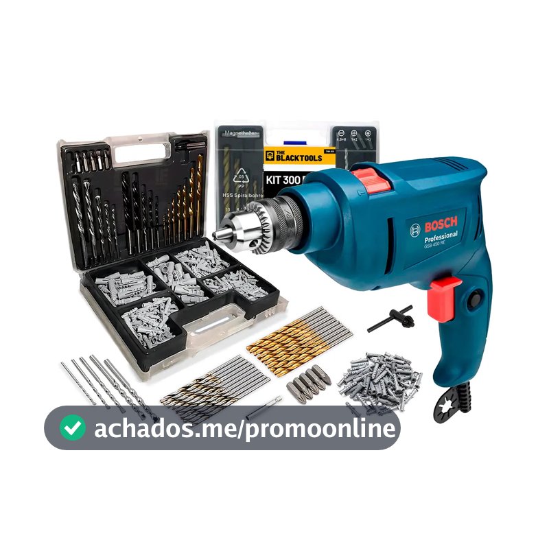 Furadeira De Impacto Bosch GSB 450 RE 450W 10mm Com Brocas e Buchas