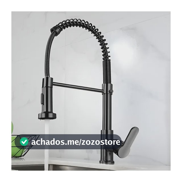 Torneira Cozinha Gourmet Bancada Flexível Monocomando Pia Preto B22-black