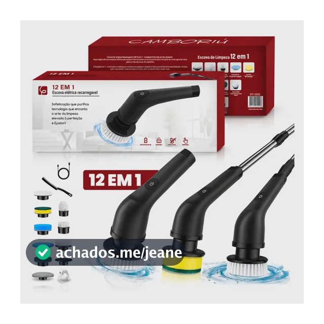 Escova de limpeza elétrica 12 em 1 giratória recarregável cabo regulável EPS-4112 - PRETO