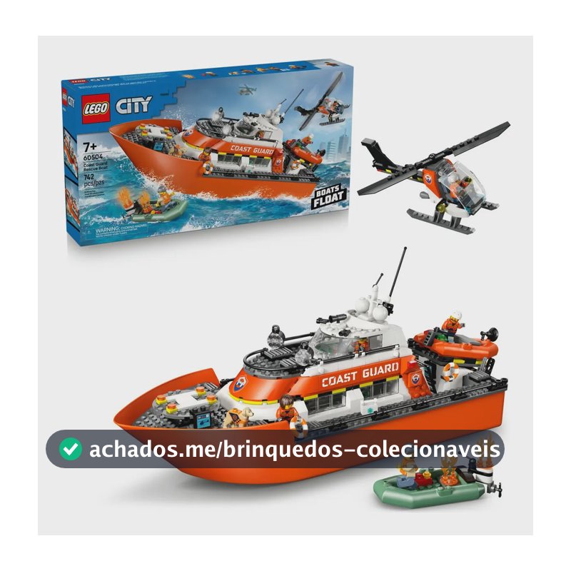 Lego City - Barco e helicóptero de resgate da Guarda Costeira #60504