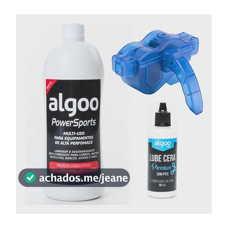 Kit Limpeza Corrente Lubrificante Cera Algoo 60ml + Desengraxante 1L