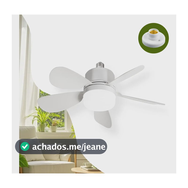 Ventilador De Teto Com Luz Silencioso Controle Remoto Bivolt 42 Cm 50/60hz Branco 127/220v Plástico