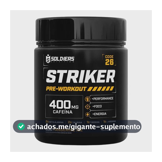 Striker Pré-treino Suplemento Alimentar Em Pó Cafeína 400mg Tangerina Ice 300g 20 Doses - Soldiers Nutrition