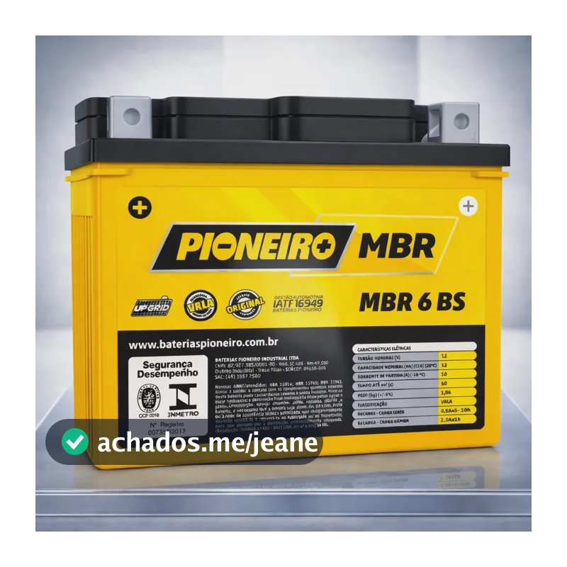 Bateria Moto Fan Start Pop Biz 125 150 160 Pioneiro Mbr 6 Bs 12v 6Ah