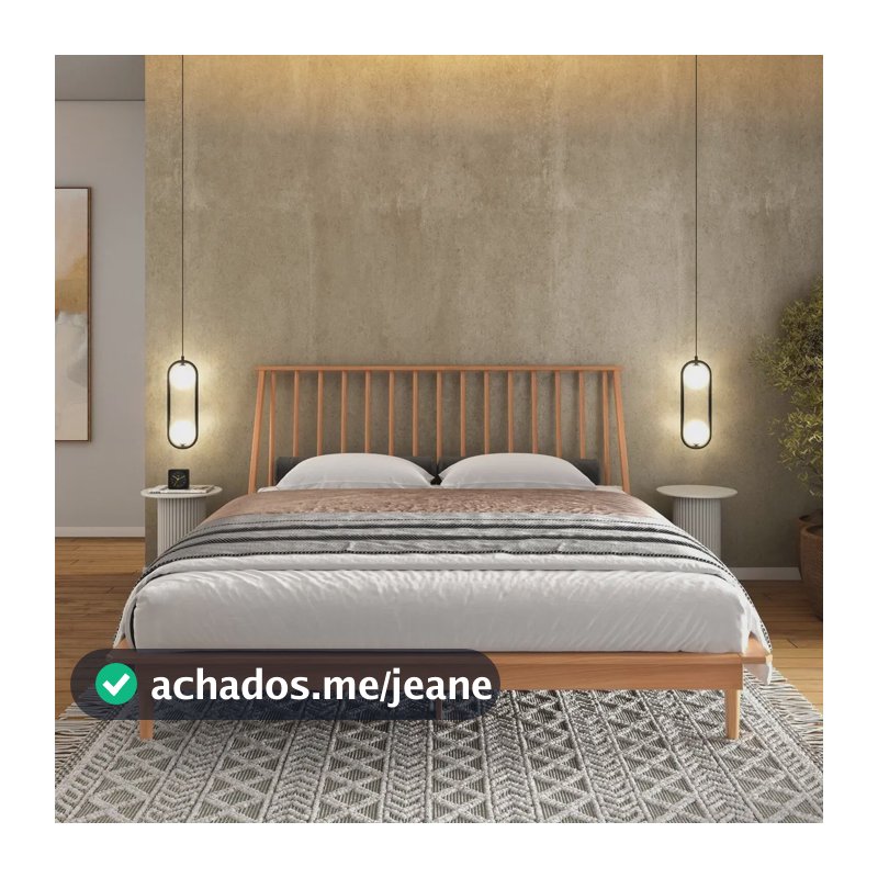 Cama Queen Nordik Madeira Maciça Caramel Maison Arven