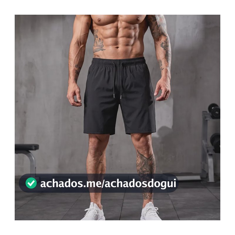 Short Masculino Bermuda Esportiva Slim Fit Secagem Rápida Preto G