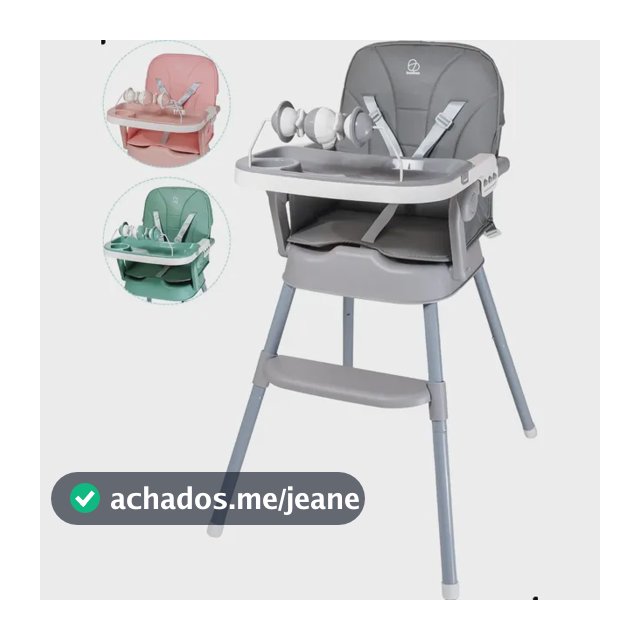 Cadeira Alimentação Bebê Portátil 3 Em 1 Baby Segura - Papa Lisa Cinza