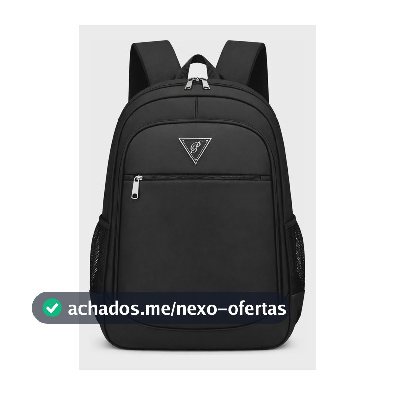 Mochila Masculina Bolsa Impermeável Faculdade Executiva Alça Reforçada Preto Liso