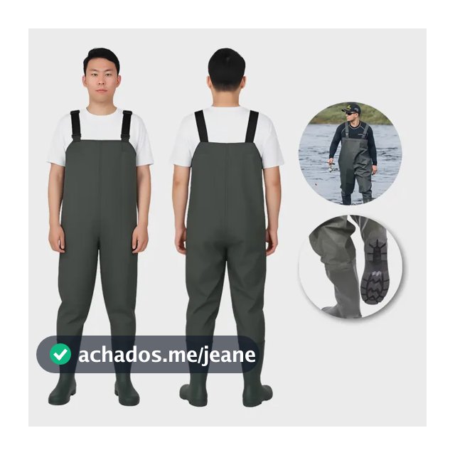 Jardineira Macacão Pesca Com Bota Pvc Acoplada Impermeável