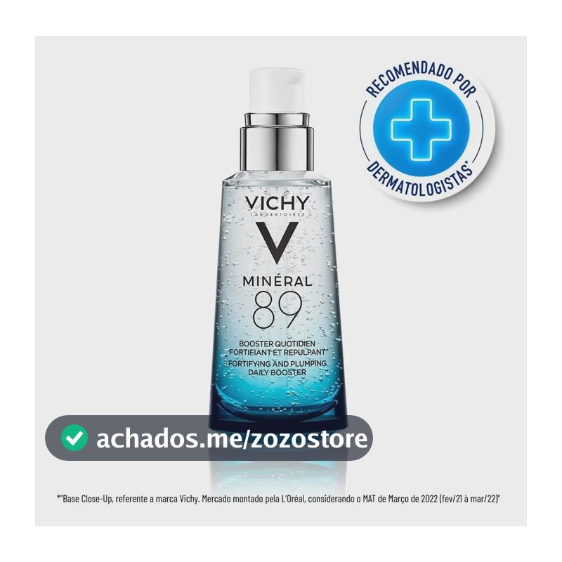 Sérum Facial Hidratante com Ácido Hialurônico e Minerais, Fortalece e Hidrata a Pele Textura Gel Absorção Rápida, Minéral 89 Vichy 50ml
