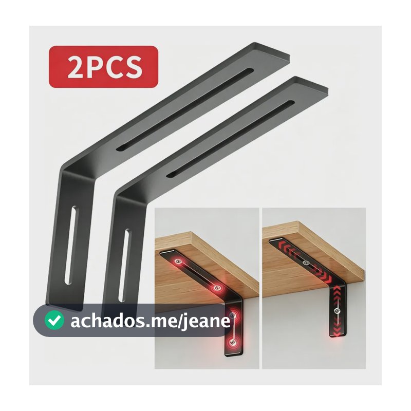 Kit 2 Suporte De Parede Mão Francesa Aço Em L Preta