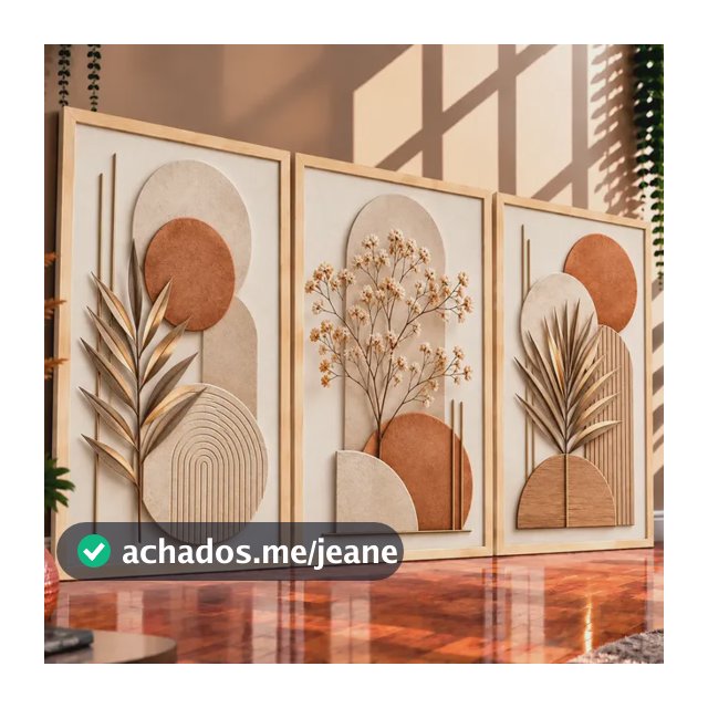 Kit 3 Quadros Decorativos Abstratos Modernos Bege Terracota Natural
