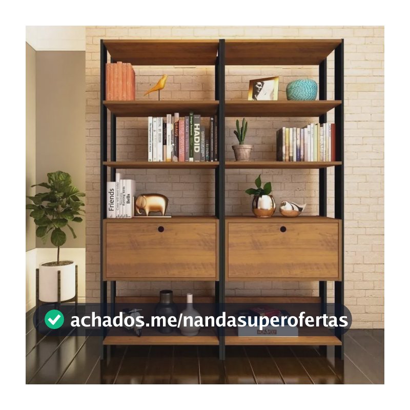 Kit 2 Estantes Multiuso Alta 4 Prateleiras 1 Porta Wt Marrom