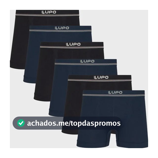 Kit 6 Cuecas Lupo Boxer Box Sem Costura Basic Microfibra