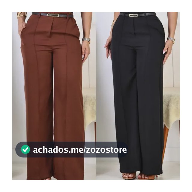 Kit 2 Calça Pantalona Feminina Alfaiataria Elegante C/ Cinto