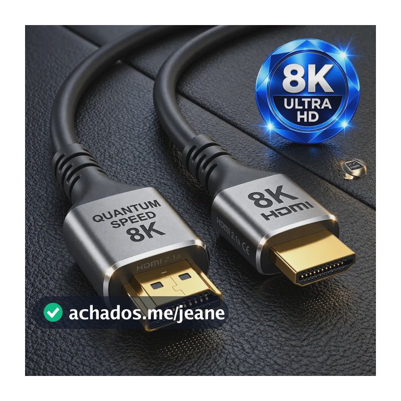 Cabo Hdmi 8K 2m 2.0 19 Pinos Ethernet 2 Metros 4k Ultra Hd 3d Alta Velocidade, Hdr, 60hz, Ethernet, Compatível Com Ps4, Ps5, Xbox, Tv, Pc, Notebook