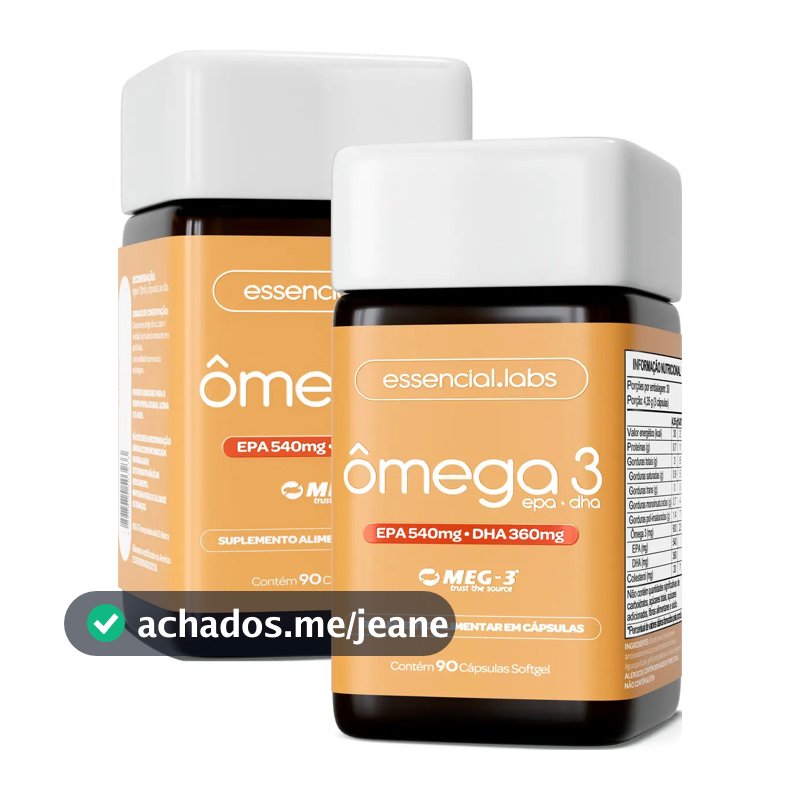 02 POTES do ÔMEGA 3 EPA DHA 1000mg com Selo MEG-3® - 180 Cápsulas Softgel - 100% Puro com Tecnologia Avançada e Alta Absorção