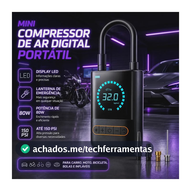 Compressor de Ar Portátil Blackone Mini USB-C para Bicicleta Moto Carro Bolas