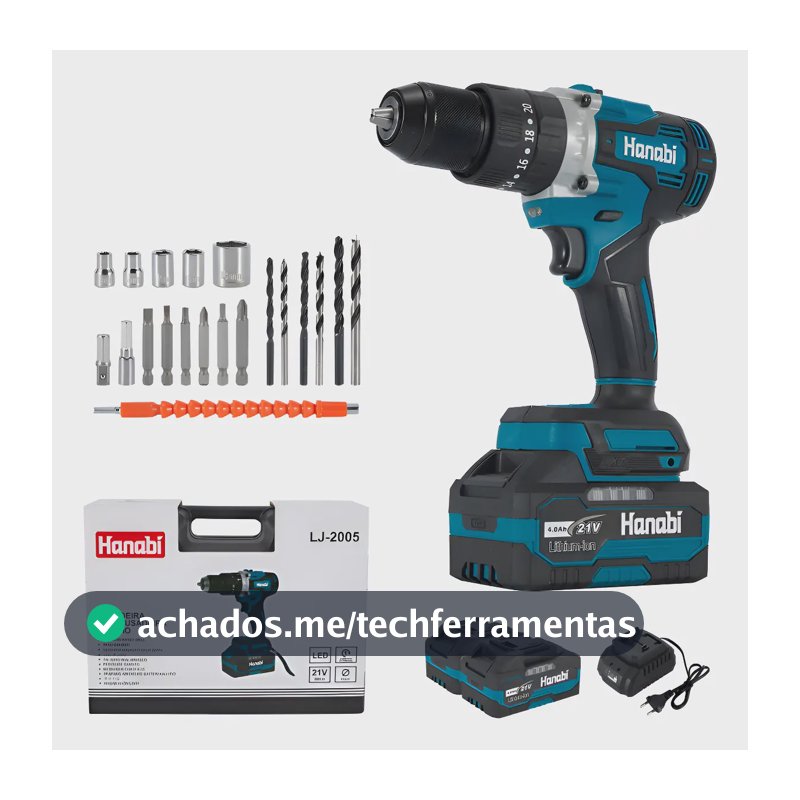 Parafusadeira Furadeira Impacto 80nm 13mm Brushless Sem Fio Azul-petróleo 127/220v 50hz / 60hz